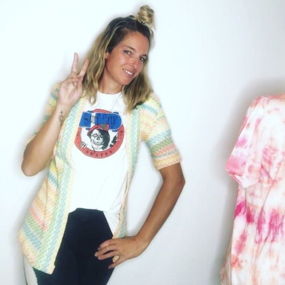 Vintage Rainbow 70s Chevron Short Sleeve Cardi OS - Picture 4 of 4